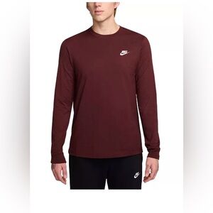 Men's Long-Sleeve Sportswear Club T-Shirt - Dark Team Red